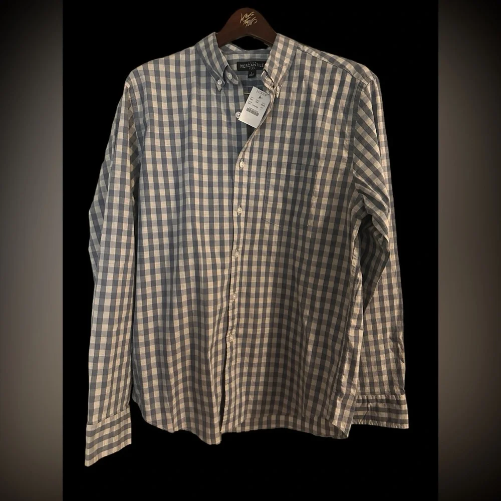 BNWT Mens J. Crew Mercantile Flex Slim Fit Long Sleeve Button Front Shirt -L - Picture 1 of 6